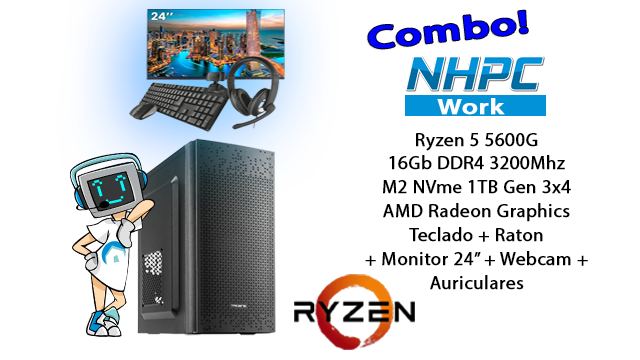 Combo! PC NHPC Work Delta v2 Ryzen 7 5700G / 16GB / 1TB